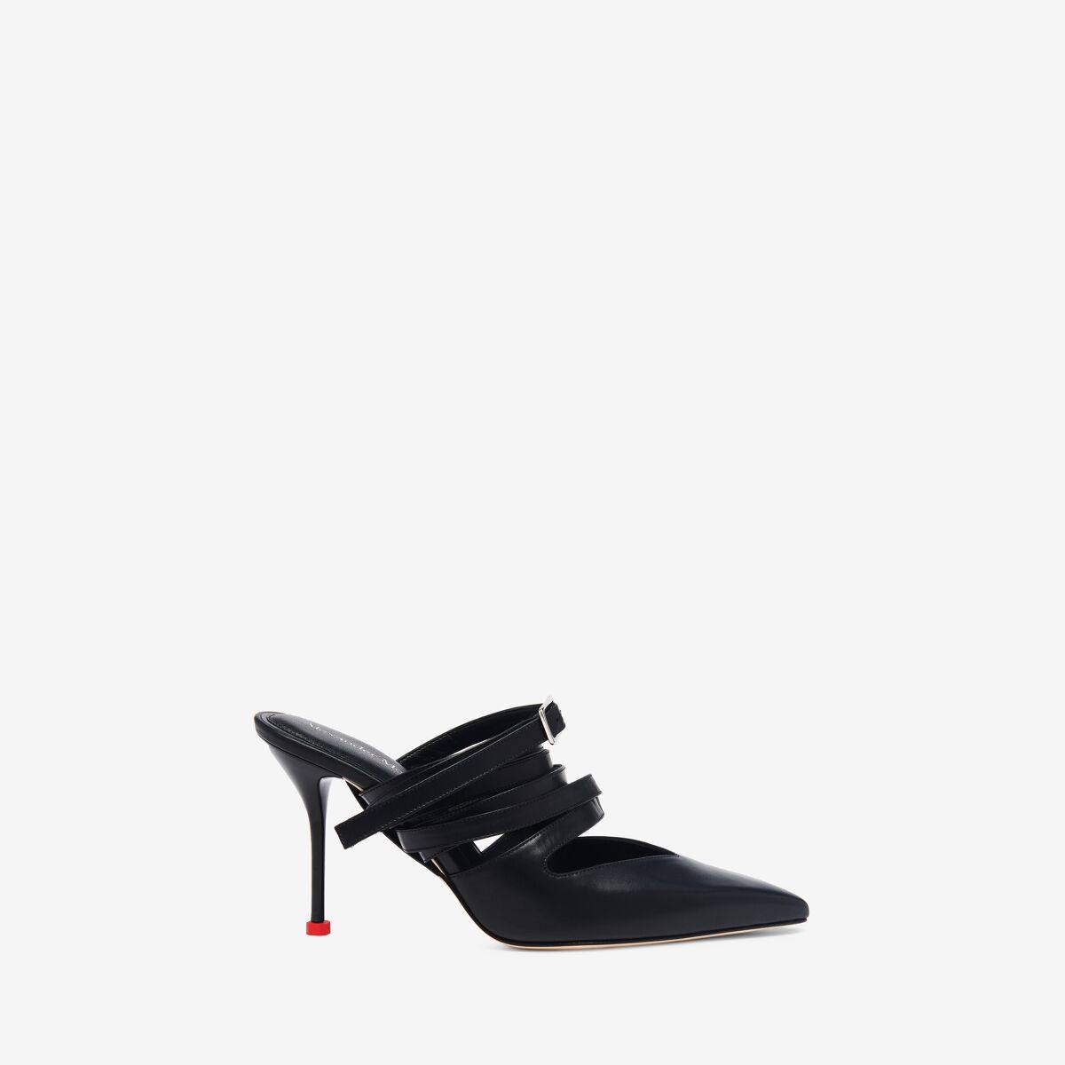 Alexander McQueen Women's Black Strappy Mule - 39.5 (Calf Leather)